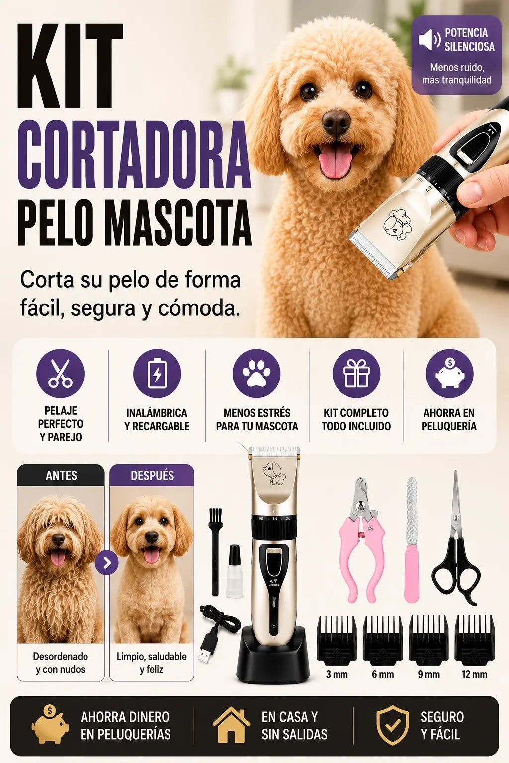 Kit Cortadora Pelo Mascota