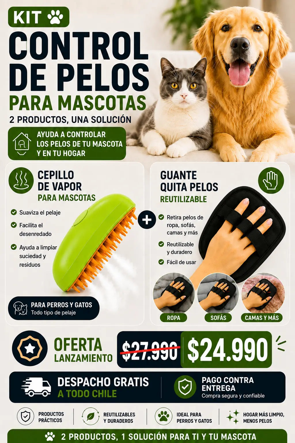 Kit Control de Pelos para Mascotas