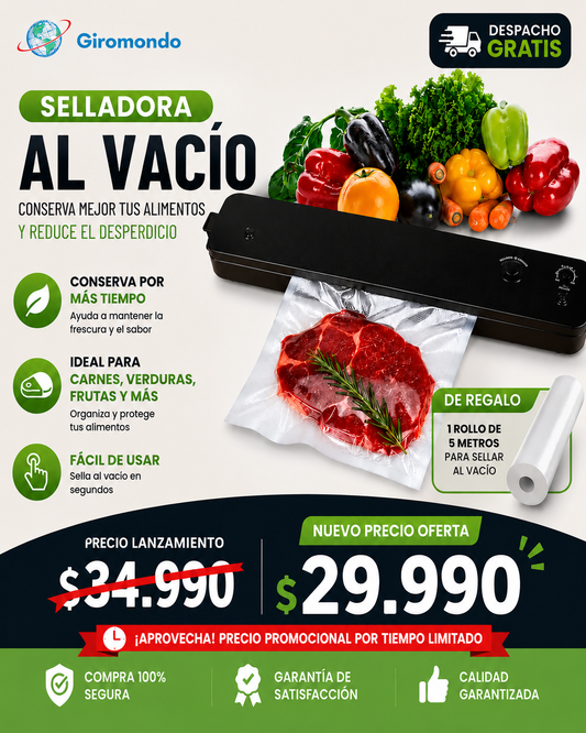 SELLADORA AL VACIO + Rollo 5 mts